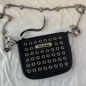 Harley-Davidson Black and Silver Eyelet Crossbody Bag